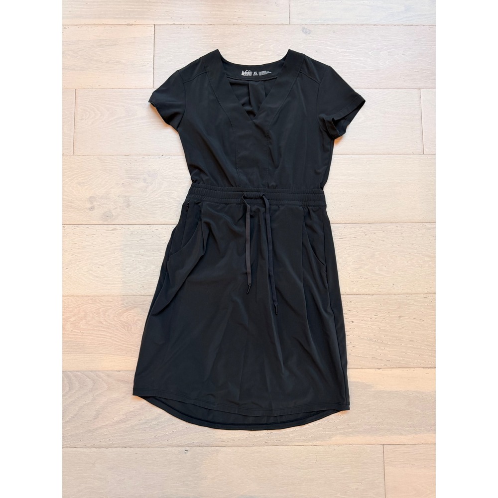 REI Co-op Black Travel Dress Womens Athleisure Stretch Pocket Casual Minimalist